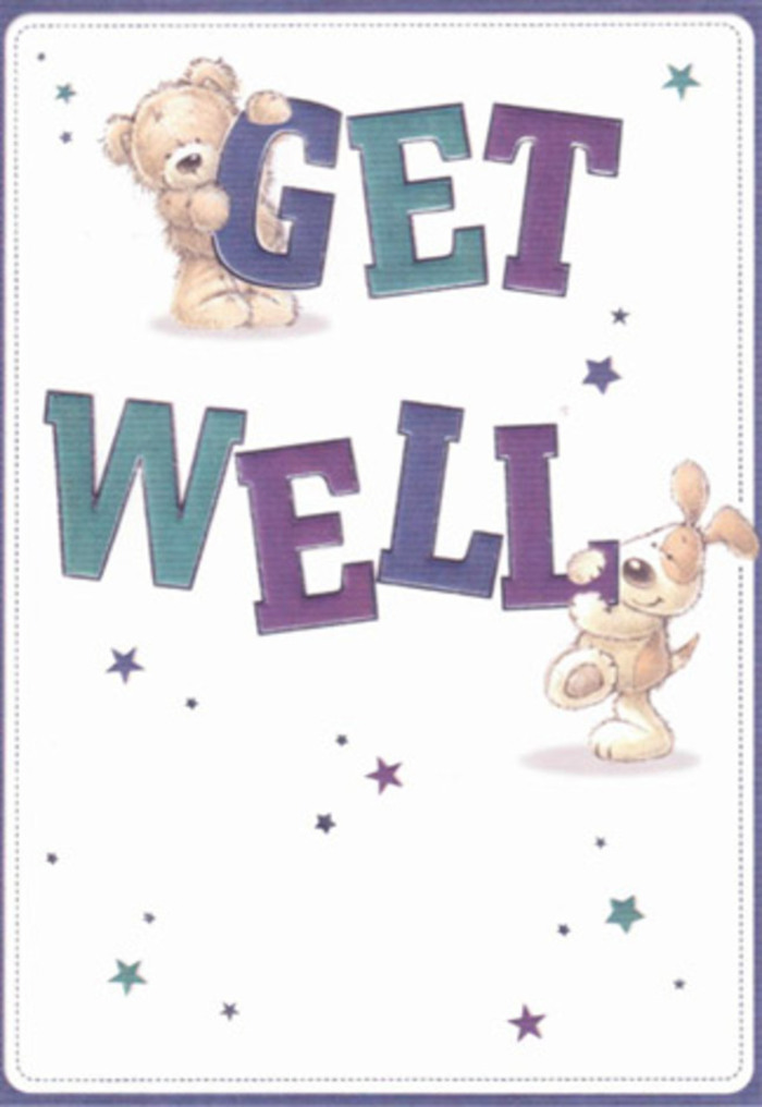 This beautifully designed get well card radiates gentle encouragement and neighbourly warmth, much like the community around Kingston's bustling ancient market square. The illustration features a thoughtful bear and a happy puppy, surrounded by a cascade of playful indigo and teal stars, as if scattering best wishes throughout the air. Large, confident lettering-deep purple and aqua-spells out 'Get Well' in a style that feels inviting and sturdy, anchoring the entire composition against a backdrop of creamy white. The soft, tactile rendering of the bear's fluffy fur and the puppy's velvety ears offers a sense of comfort, aligning perfectly with the care Kingston Flowers puts into each arrangement. It's easy to picture this card accompanying a lush bouquet delivered to a loved one's door along Portsmouth Road or in the tranquil setting of Fairfield. The light, airy atmosphere speaks of gentle healing, positivity, and the sincere joy of supporting someone's recovery-a visual embrace designed to lift the spirits of young and old alike in Kingston.
